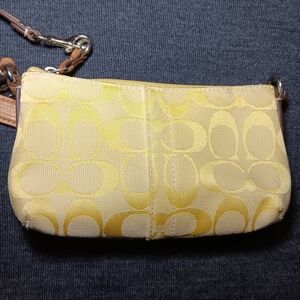 Coach Yellow and Brown Wristlet